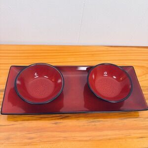 PIER 1 IMPORTS Serving Tray Tasting Party Rectangular Platter Plus 2 Bowls‎